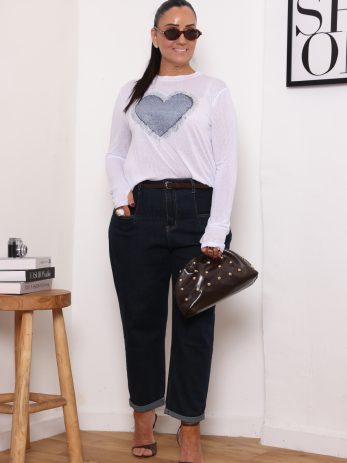 גינס כחול דיו חגורה חומה