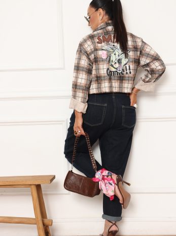 גקט משבצות גב מעוצב