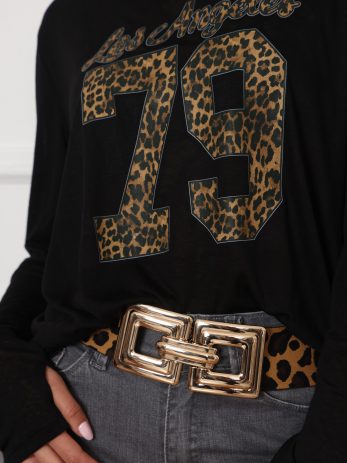 חגורה מנומרת אבזם זהב