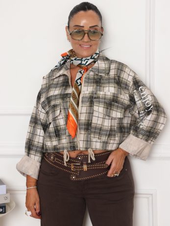 גקט משבצות גב מעוצב