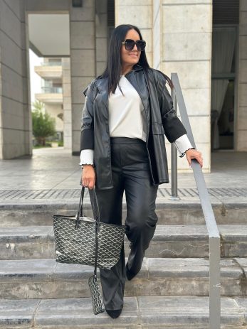 מכנסי דמוי עור גומי במותן