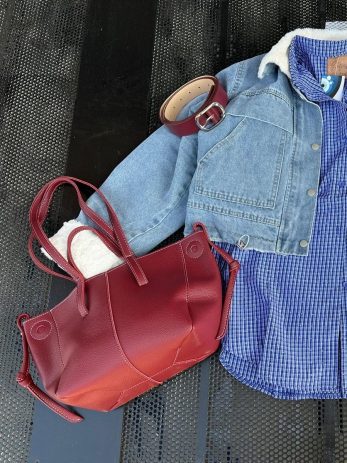 תיק בורדו דמוי עור