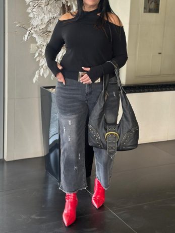 גינס קרעים סיומת פרנזים שחור