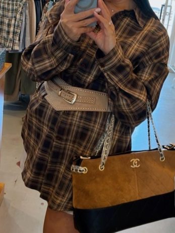 חגורת זמש ניטים