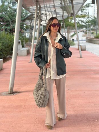 גקט ירוק דמוי עור