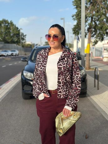 גקט מנומר בורדו