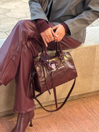 תיק בורדו דמוי עור