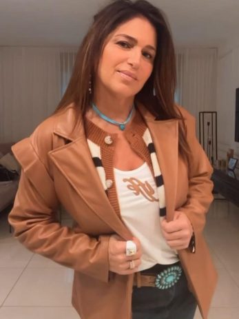 גקט דמוי עור חגורת קשירה