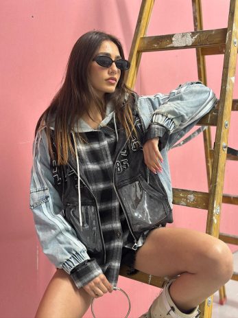 גקט שילוב כיס שקוף